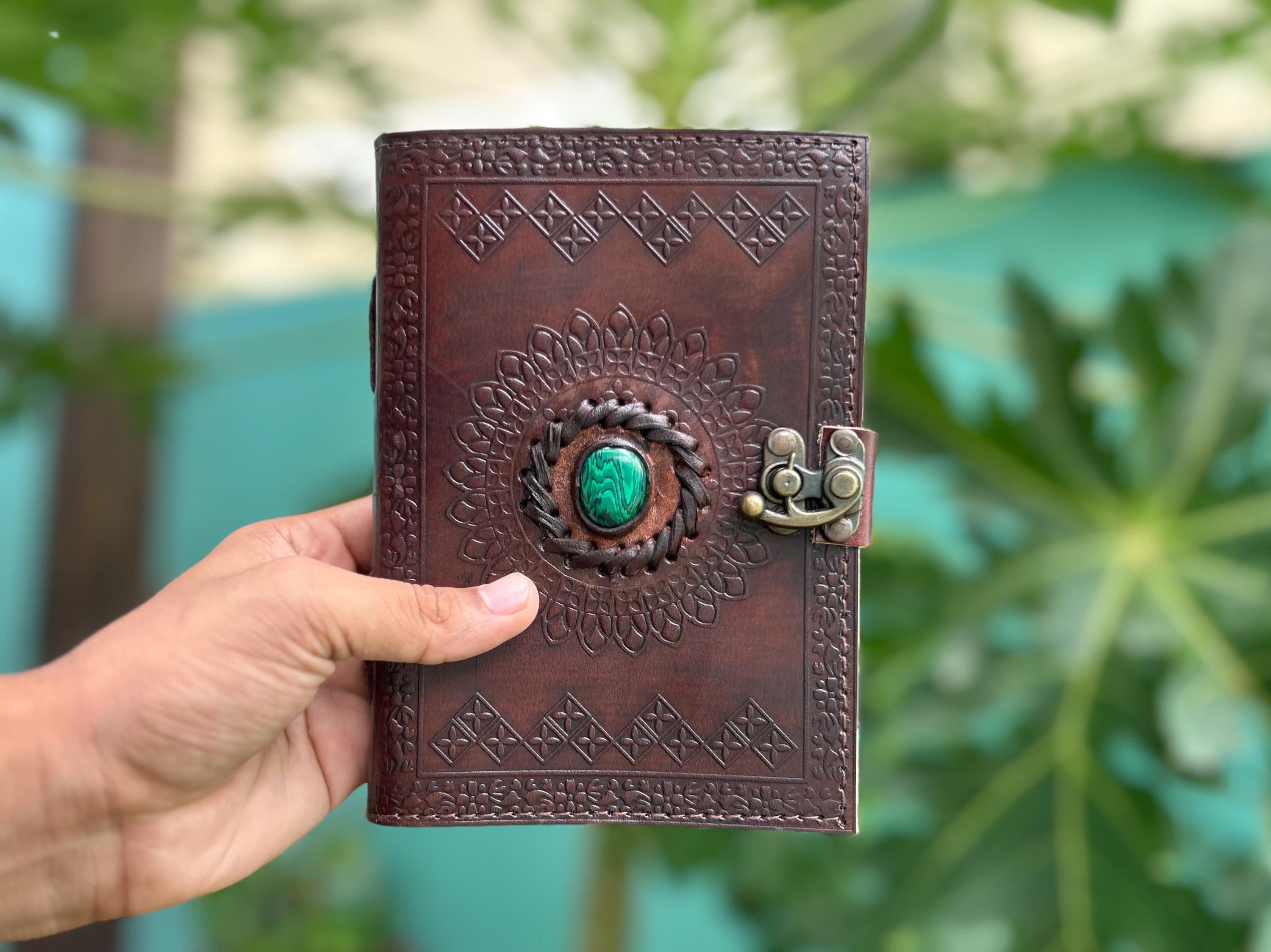 Set of 2 Leather Journals – Brown & Sky Blue One Stone (7×5 in)