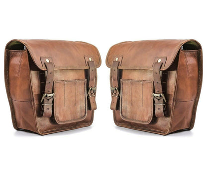 Set of 2 Ranger Brown Motorcycle Saddle Bag