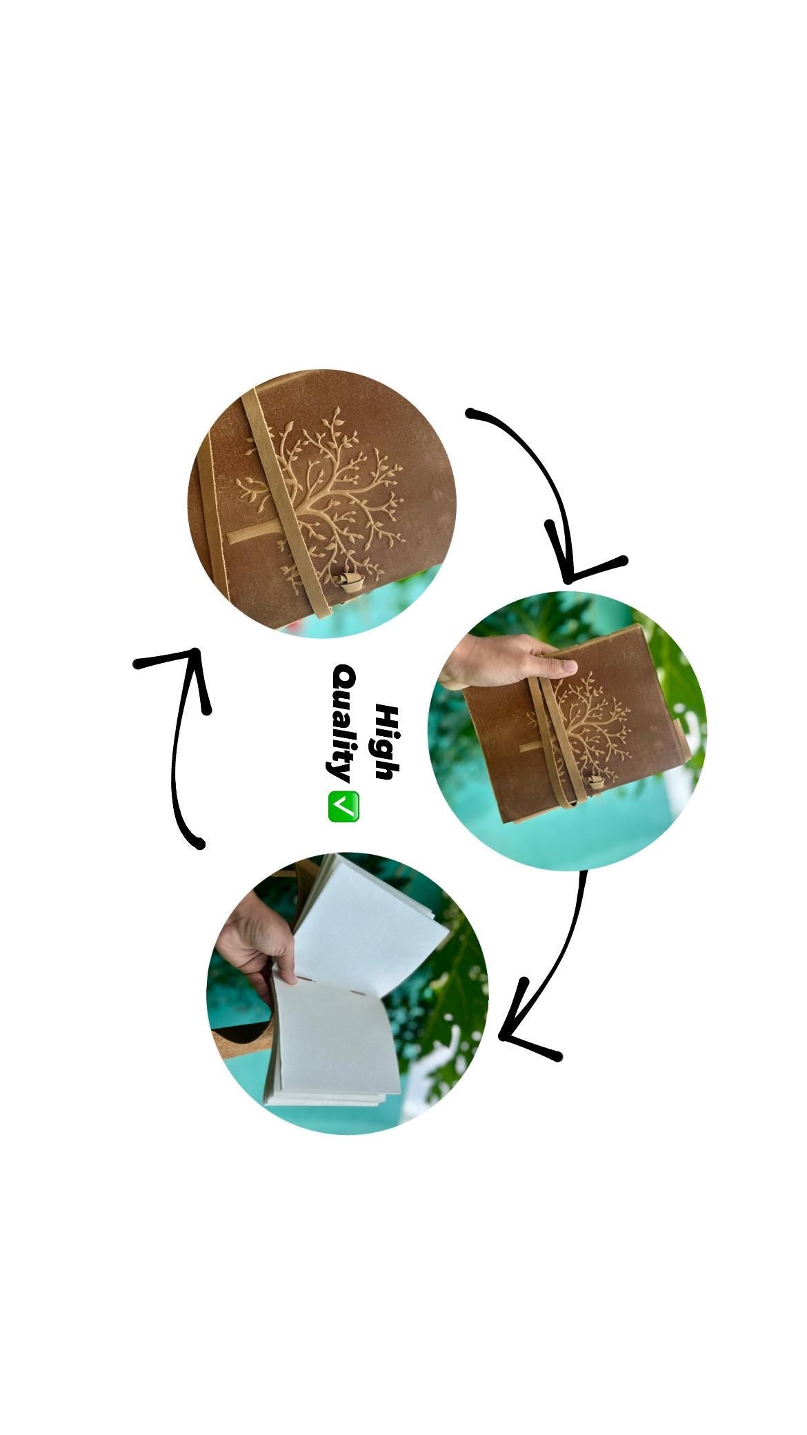 Handmade 'Tree of Life' Leather Journal (8 × 6 inches) – Vintage Notebook & Gift