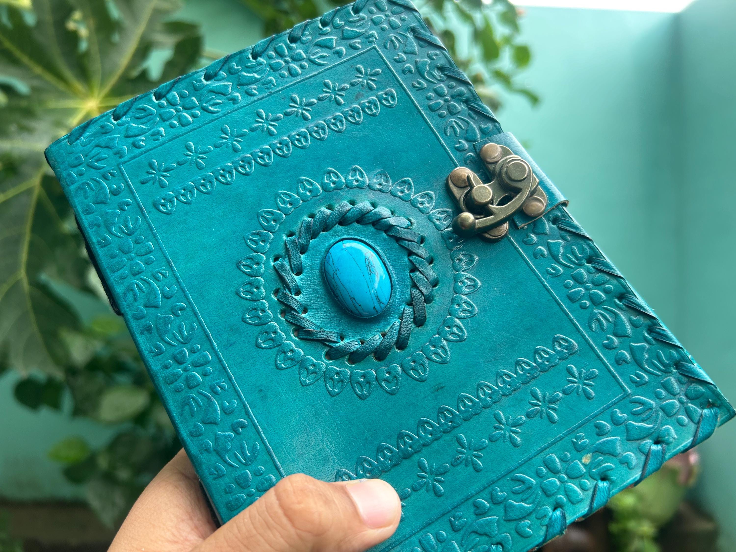 Set of 2 Leather Journals – 7 Stone Tree of Life (8×6 in) & One Stone Blue (5×7 in)