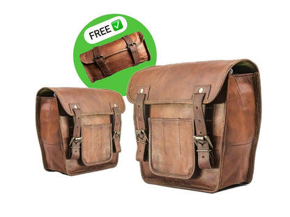 Set of 2 Ranger Brown Motorcycle Saddle Bag