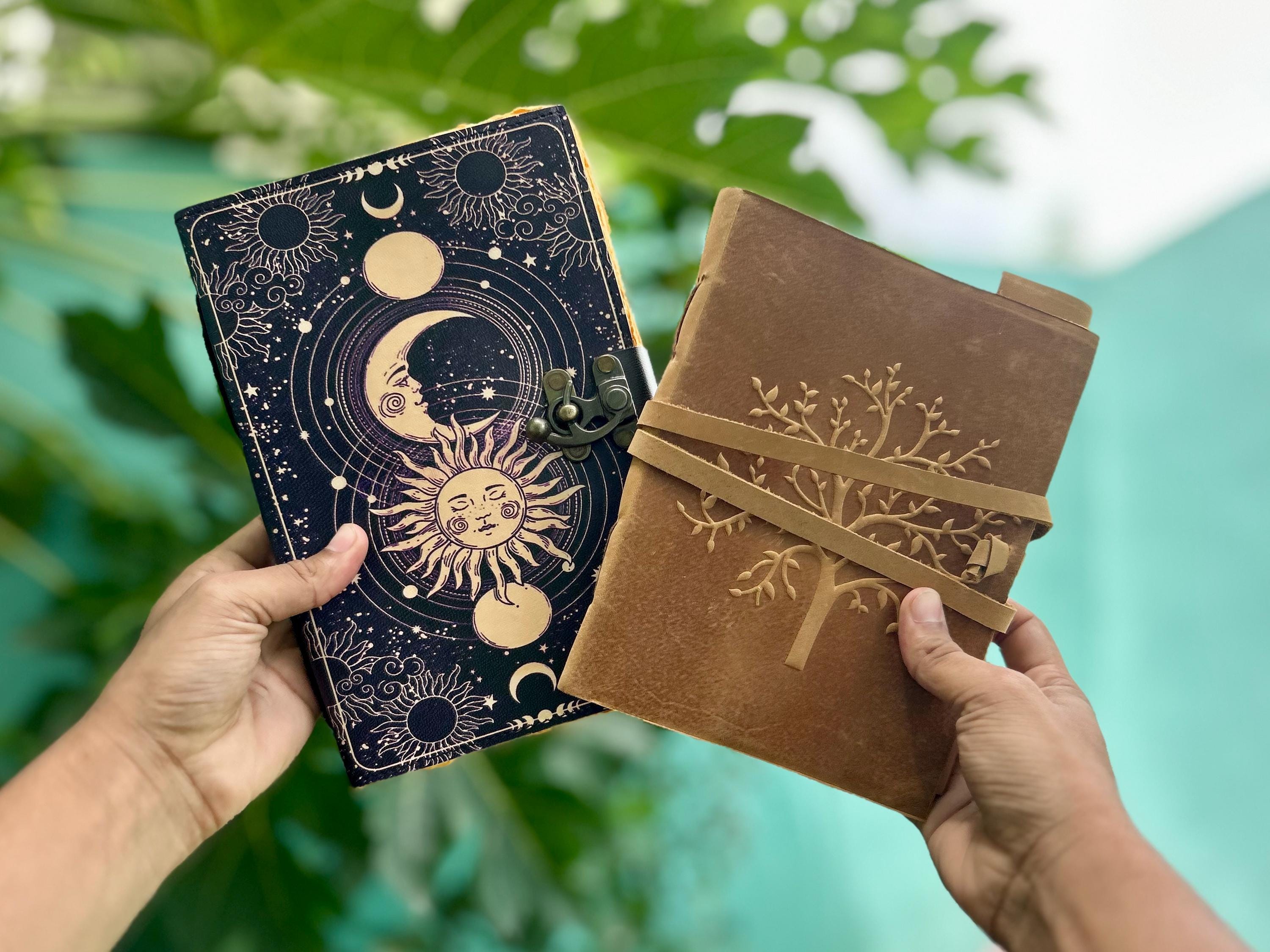 Set of 2 Leather Journals – Sun & Moon (7×10 in) and Tree of Life (8×6 in)