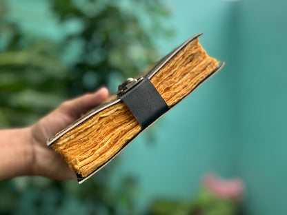 Set of 2 Leather Journals – Book of Shadows & Moon Pattern (5×7 in)