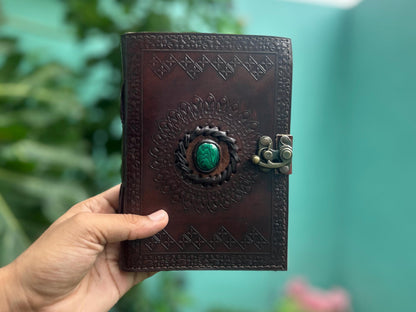 Set of 2 Leather Journals – Lock & Key and One Stone Brown (7×5 in)