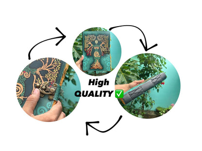 Set of 2 Leather Journals – Mother of Earth (7×10 in) & One Stone (5×7 in)