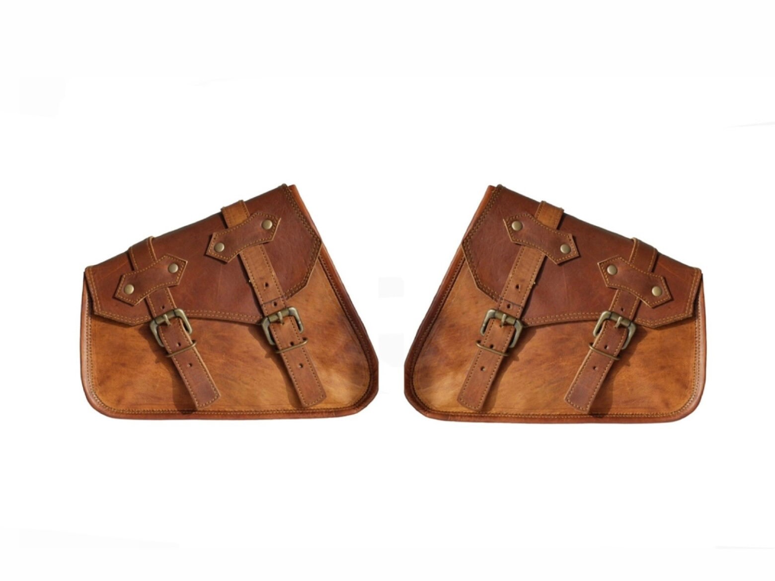 Set of 2 Lupi Brown Motorcycle Saddle Bag